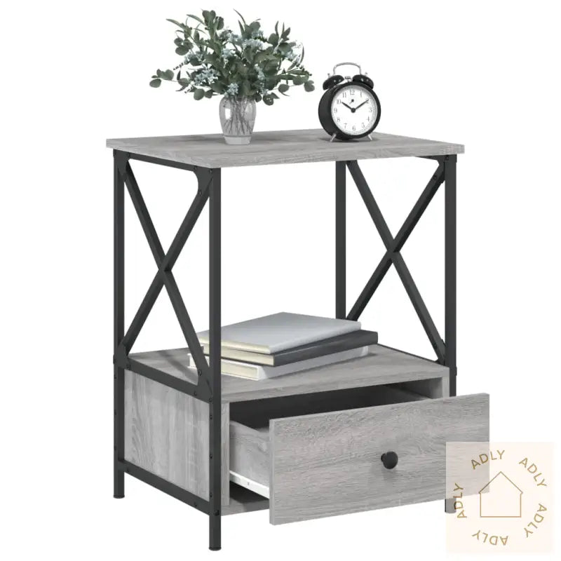 Nattbord Grå Sonoma 50X41X65 Cm Konstruert Tre