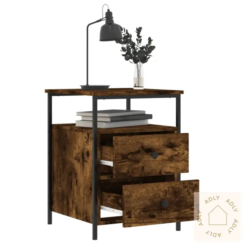 Nattbord Røkt Eik 44X45X60 Cm Konstruert Tre