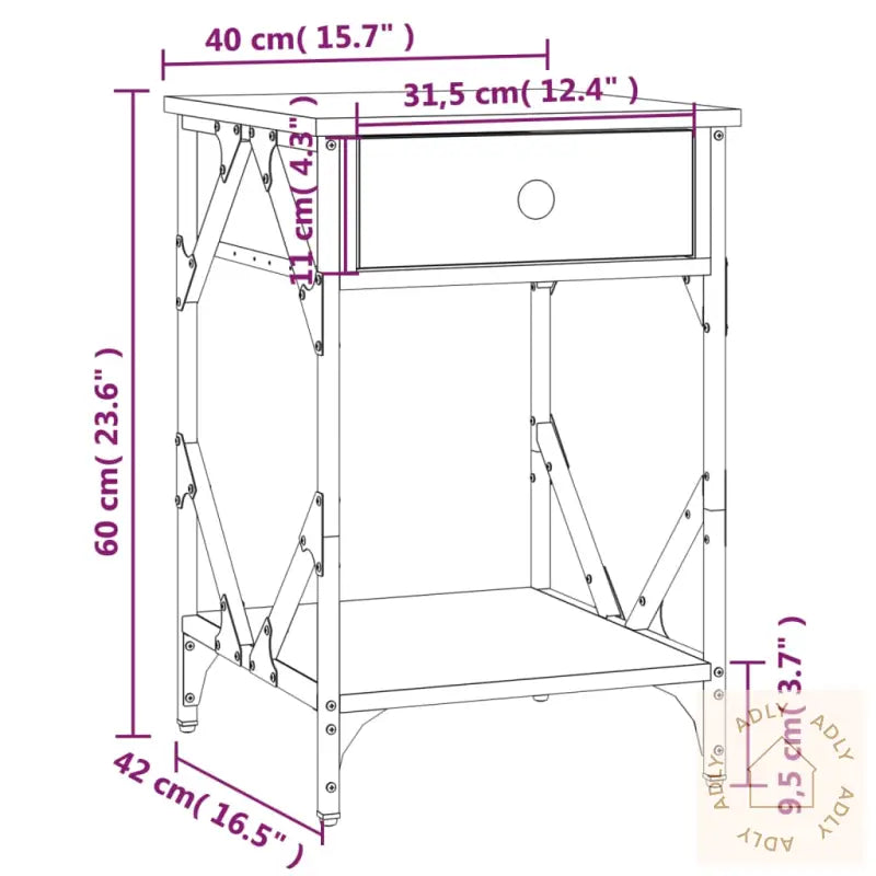 Nattbord Svart 40X42X60 Cm Konstruert Tre