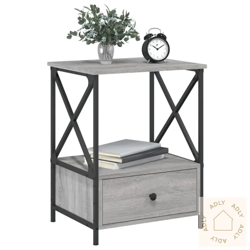 Nattbord Grå Sonoma 50X41X65 Cm Konstruert Tre