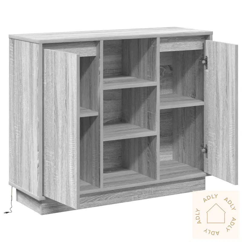 Sideboard Med Led Grå Sonoma 90X32X75 Cm Konstruert Tre