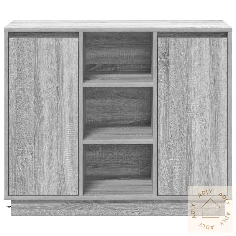 Sideboard Med Led Grå Sonoma 90X32X75 Cm Konstruert Tre