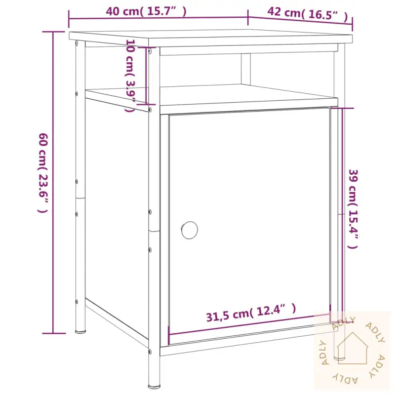 Nattbord Røkt Eik 40X42X60 Cm Konstruert Tre