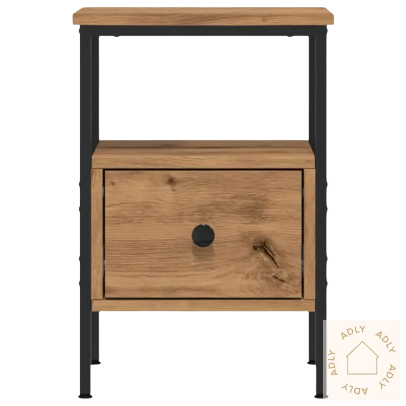 Nattbord i artisan eik med justerbare føtter, perfekt for hagemøbler og soverommet