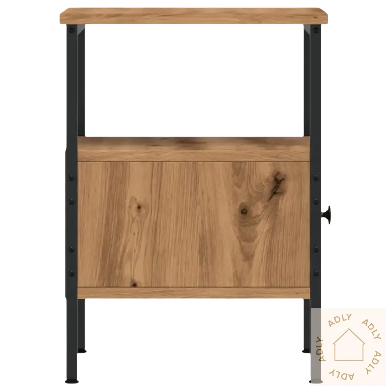 Bildet av nattbord i artisan eik med justerbare føtter, også brukt i hagemøbler