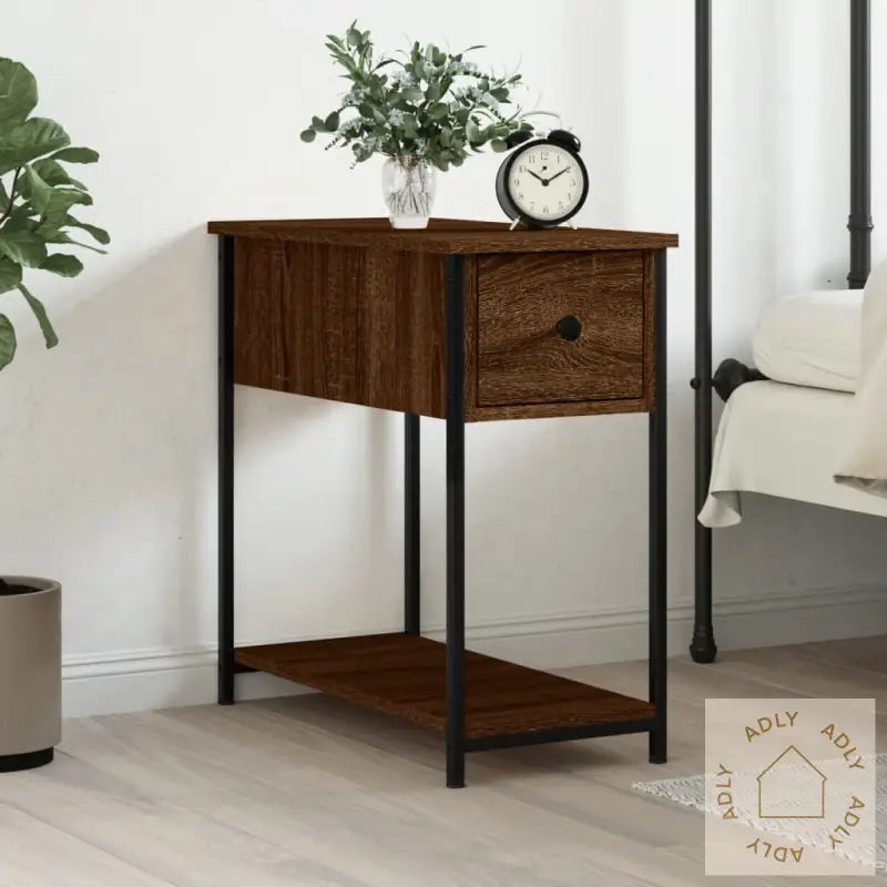Nattbord Brun Eik 30X60X60 Cm Konstruert Tre