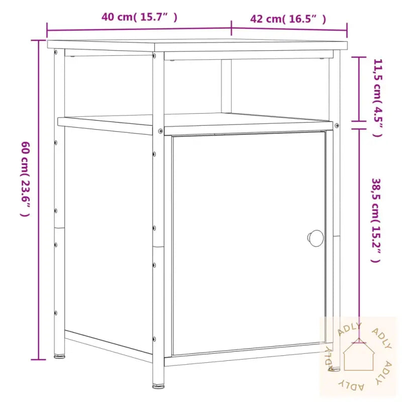 Nattbord Sonoma Eik 40X42X60 Cm Konstruert Tre