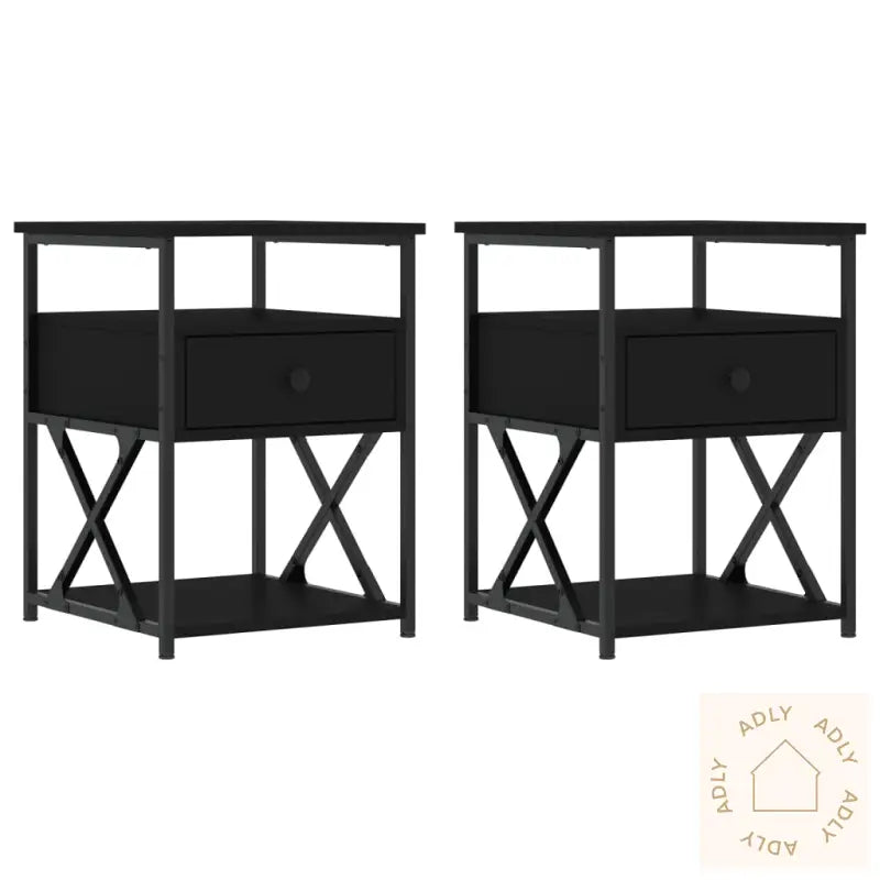 Nattbord 2 Stk Svart 40X42X55 Cm Konstruert Tre
