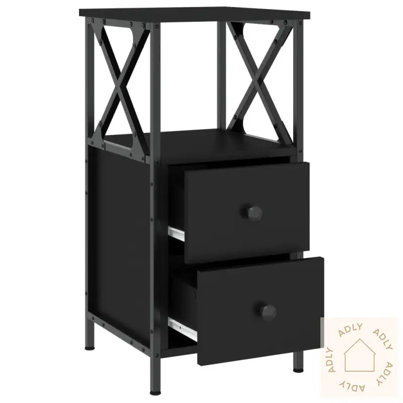 Nattbord 2 Stk Svart 34X35,5X70 Cm Konstruert Tre