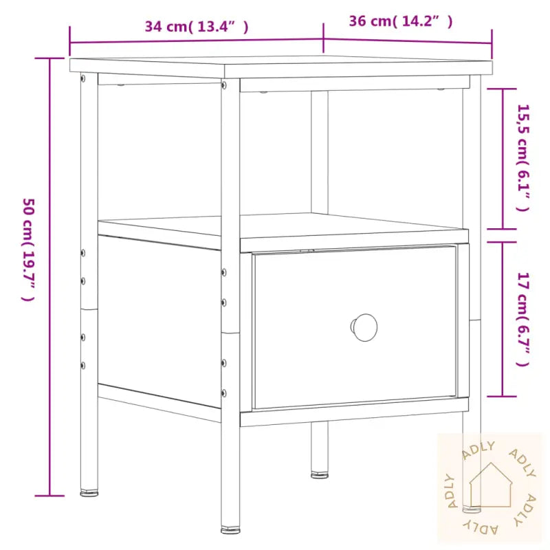 Nattbord Svart 34X36X50 Cm Konstruert Tre