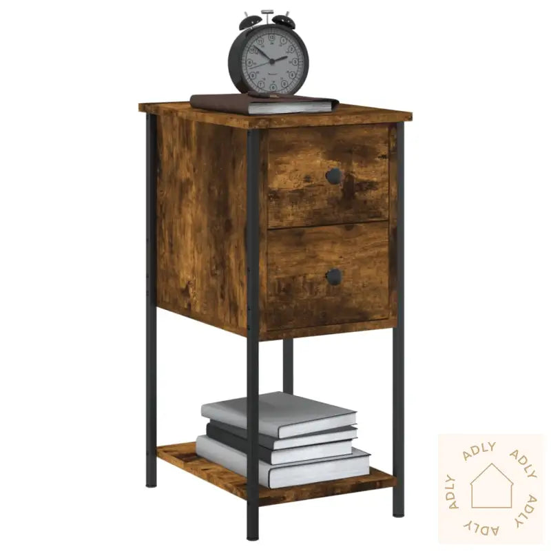 Nattbord 2 Stk Røkt Eik 32X42X70 Cm Konstruert Tre