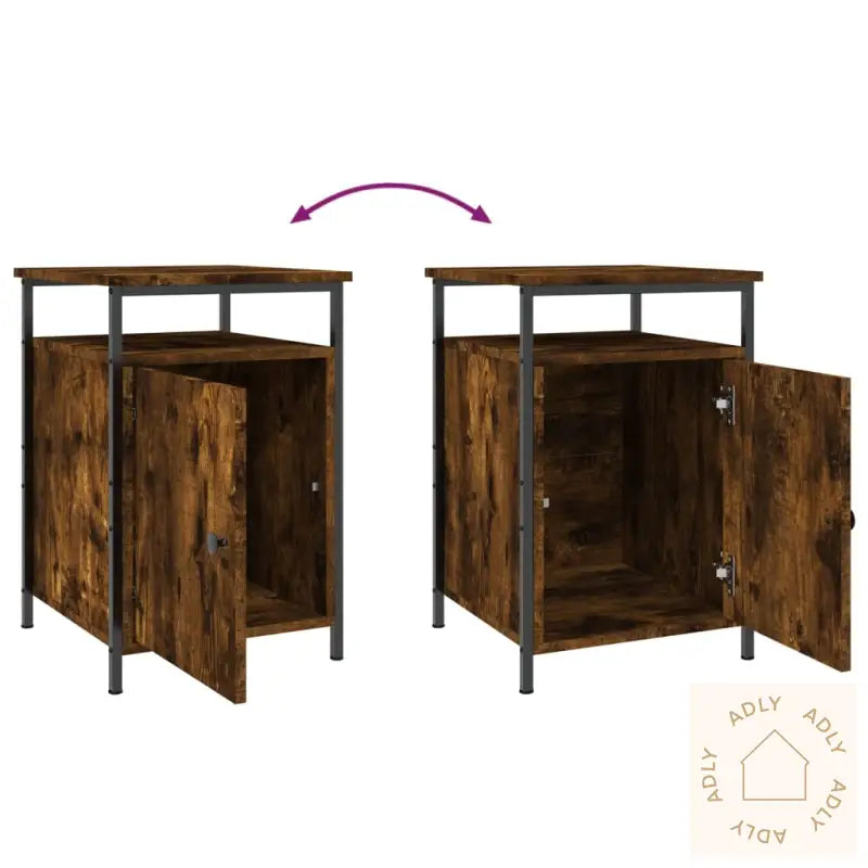 Nattbord 2 Stk Røkt Eik 40X42X60 Cm Konstruert Tre