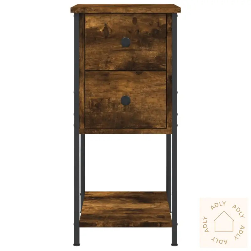 Nattbord 2 Stk Røkt Eik 32X42X70 Cm Konstruert Tre