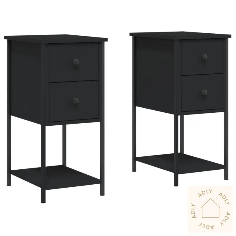 Nattbord 2 Stk Svart 32X42X70 Cm Konstruert Tre