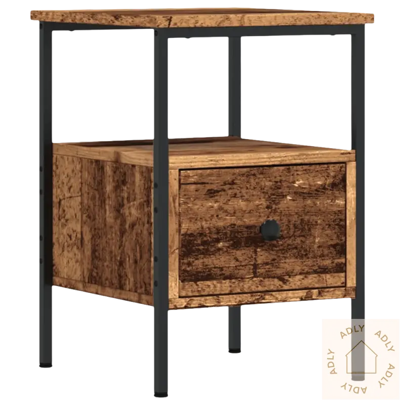 Wooden nattbord med justerbare føtter og tidløs sjarm til soverom og stue