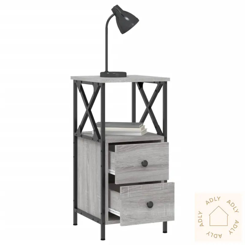 Nattbord Grå Sonoma 34X35,5X70 Cm Konstruert Tre