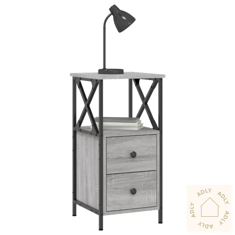 Nattbord Grå Sonoma 34X35,5X70 Cm Konstruert Tre
