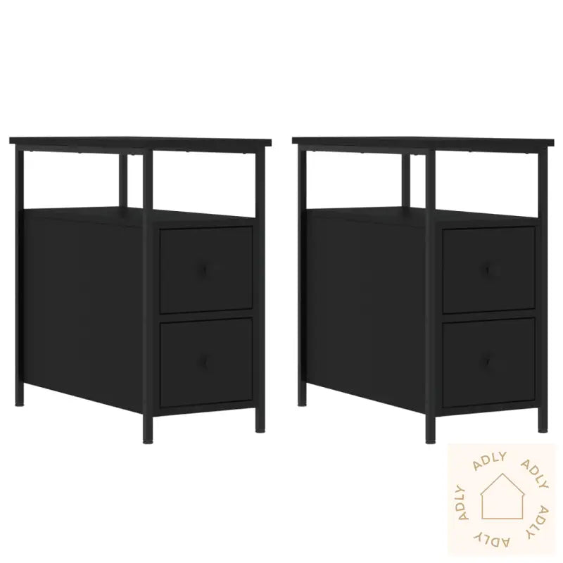 Nattbord 2 Stk Svart 30X60X60 Cm Konstruert Tre