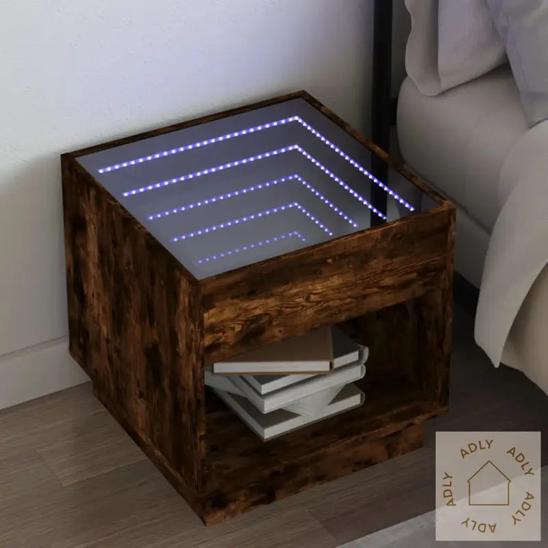 Salongbord Med Infinity Led Røkt Eik 50X50X50 Cm
