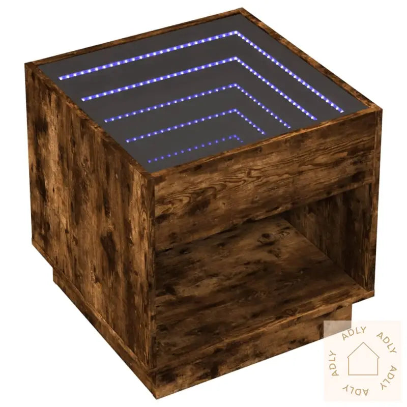 Salongbord Med Infinity Led Røkt Eik 50X50X50 Cm