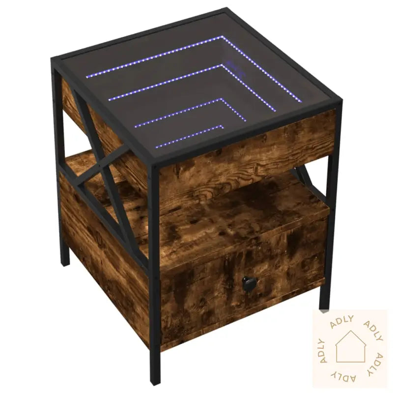 Salongbord Med Infinity Led Røkt Eik 40X40X51 Cm