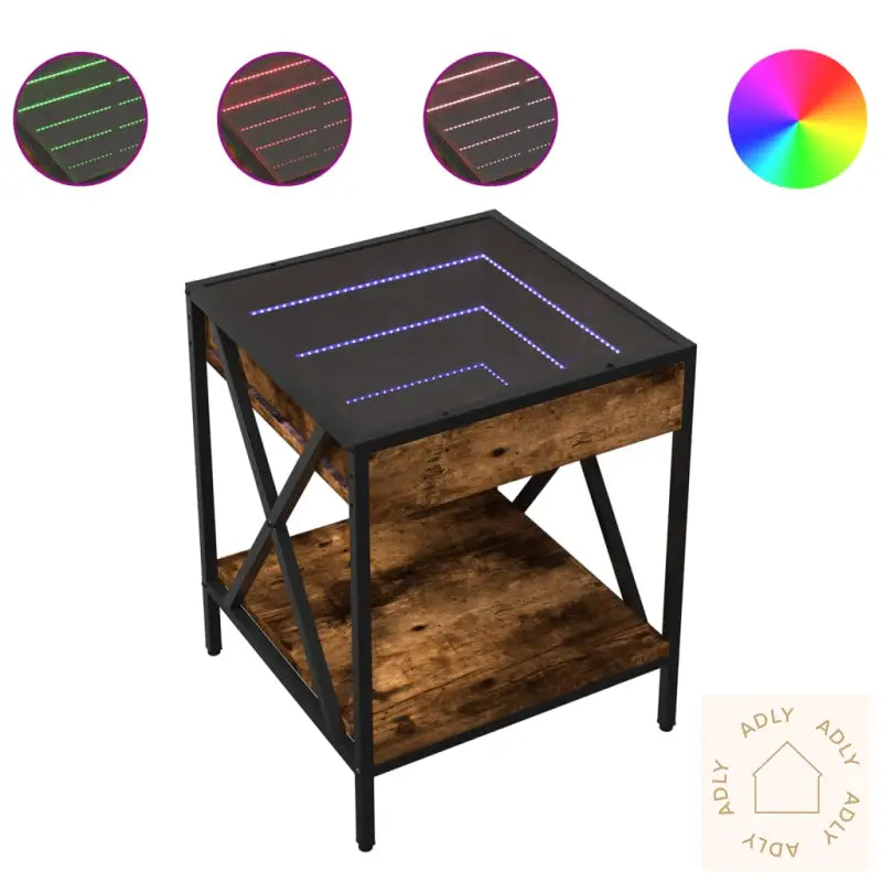 Salongbord Med Infinity Led Røkt Eik 40X40X49 Cm