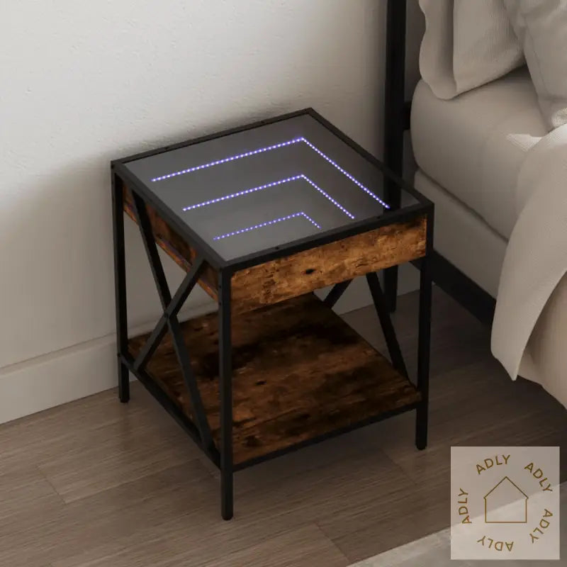 Salongbord Med Infinity Led Røkt Eik 40X40X49 Cm
