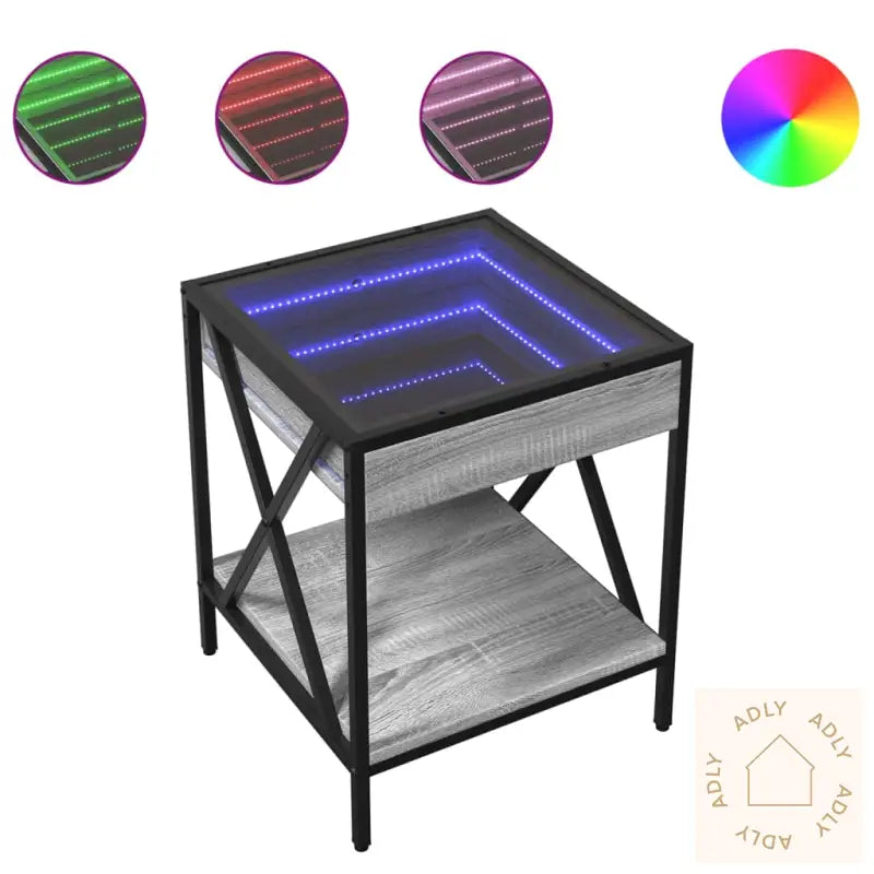 Salongbord Med Infinity Led Grå Sonoma 40X40X49 Cm