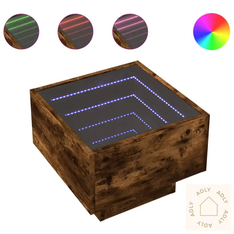 Salongbord Med Infinity Led Røkt Eik 40X40X30 Cm