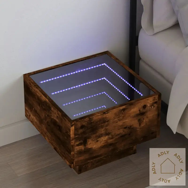 Salongbord Med Infinity Led Røkt Eik 40X40X30 Cm