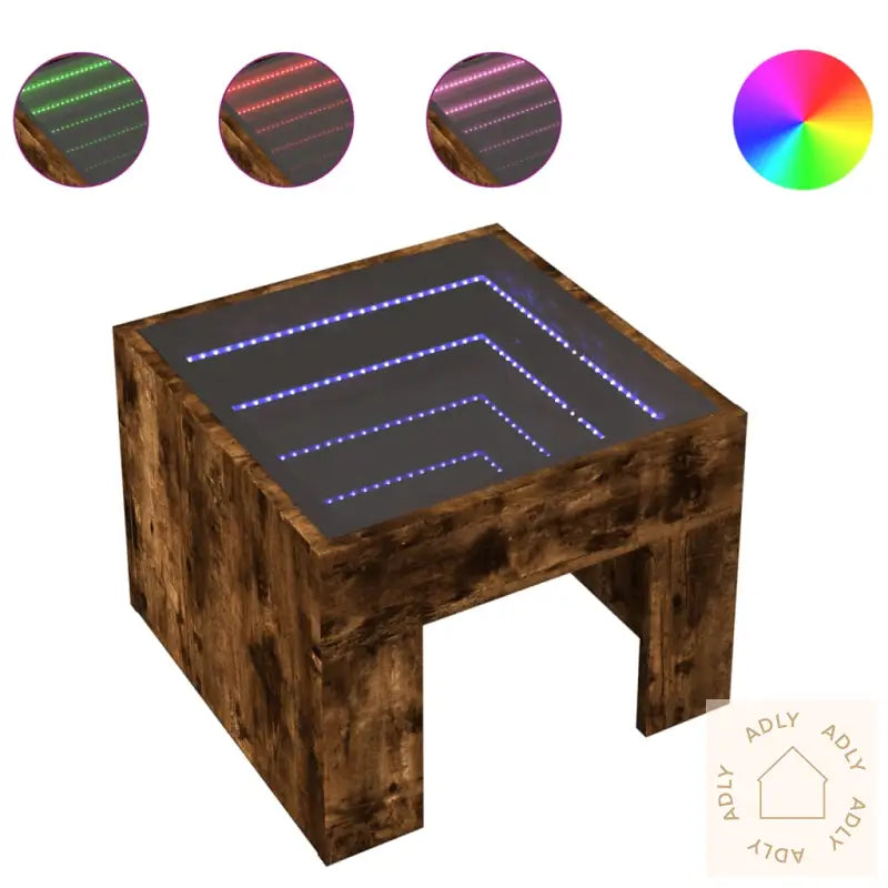 Salongbord Med Infinity Led Røkt Eik 40X40X30 Cm