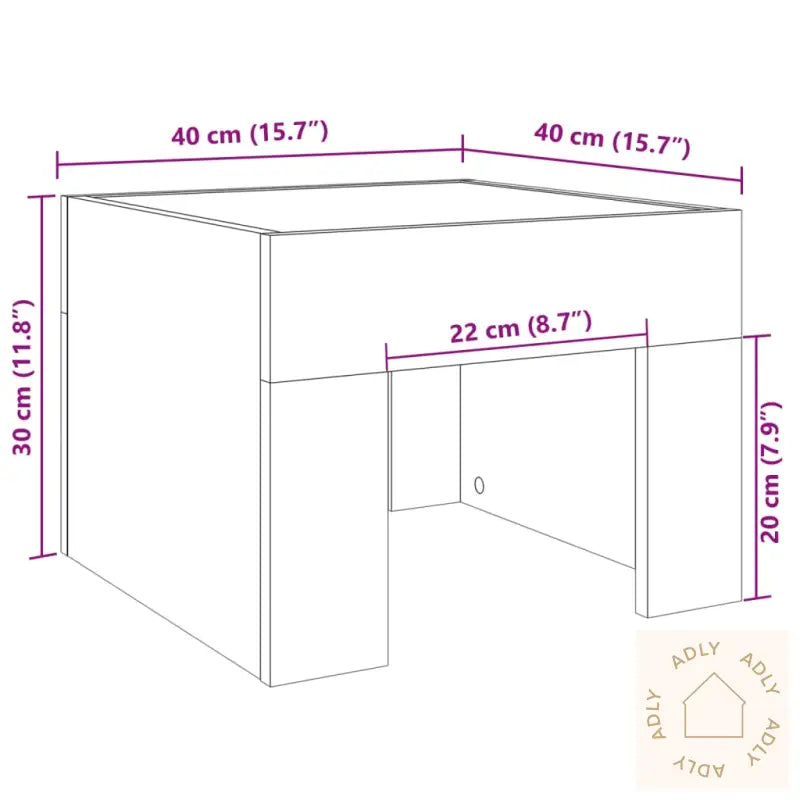 Salongbord Med Infinity Led Røkt Eik 40X40X30 Cm