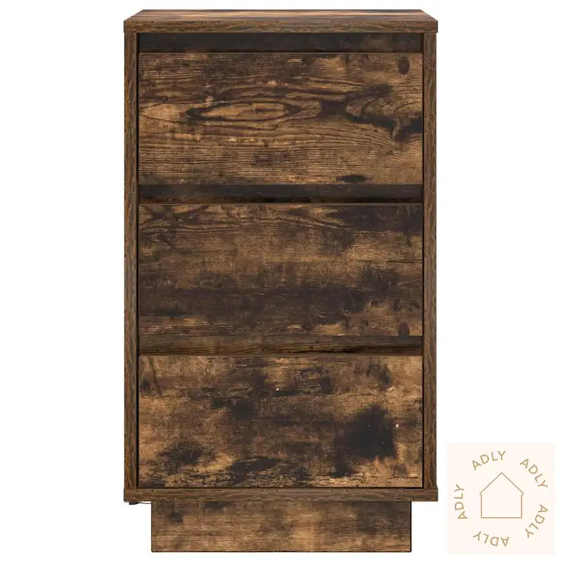 Nattbord Med Led-Lys Røkt Eik 38X34X65 Cm