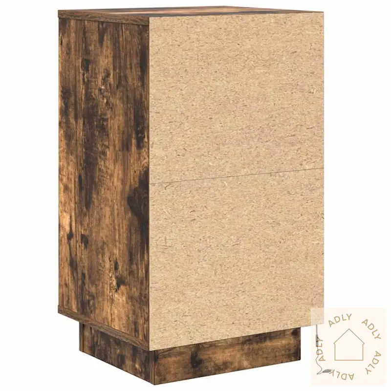 Nattbord Med Led-Lys Røkt Eik 38X34X65 Cm