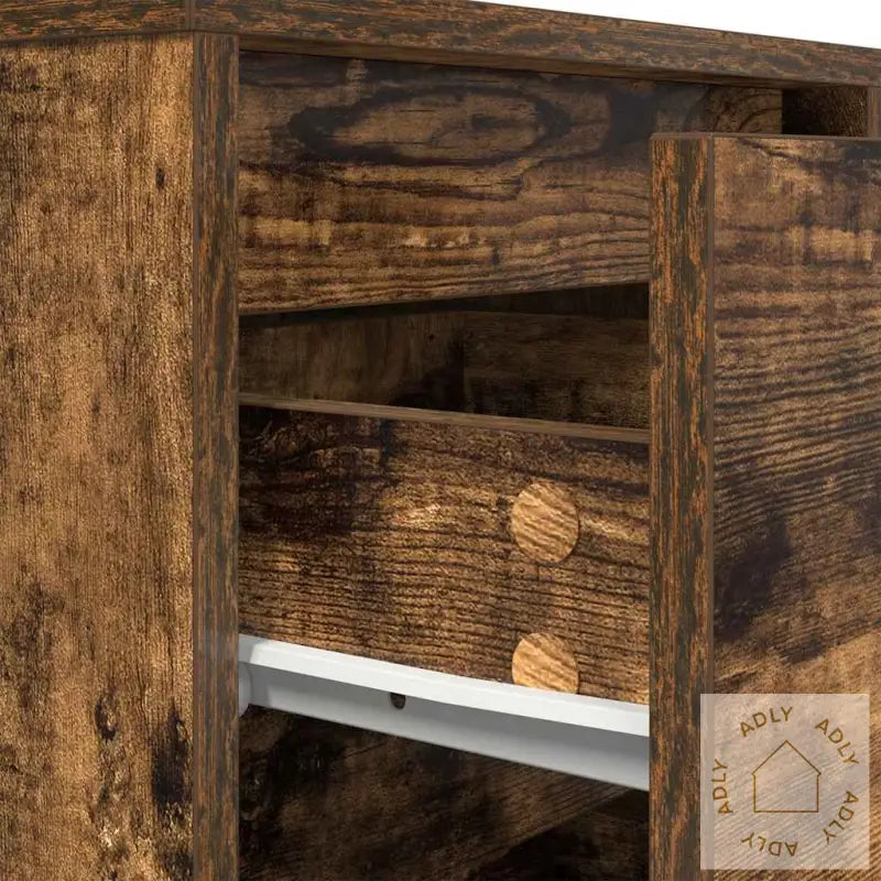 Nattbord Med Led-Lys Røkt Eik 38X34X65 Cm