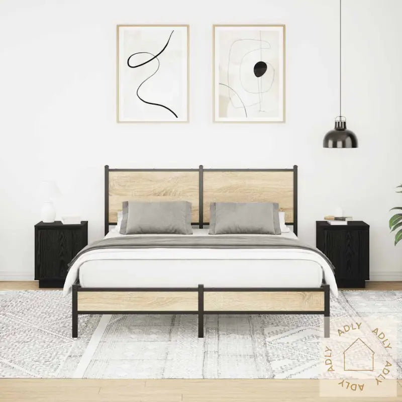 Nattskap Med Led-Lys 2 Stk Svart 38X34X50 Cm