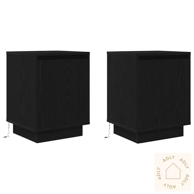 Nattskap Med Led-Lys 2 Stk Svart 38X34X50 Cm
