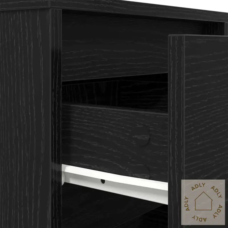 Nattbord Med Led-Lys Svart 38X34X65 Cm