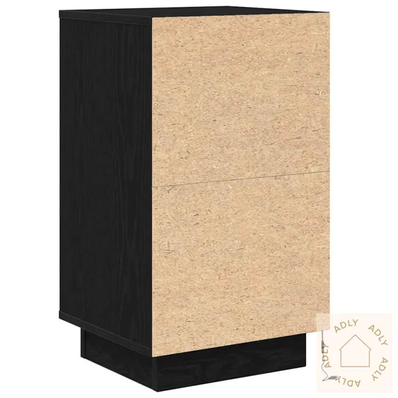 Nattbord Med Led-Lys Svart 38X34X65 Cm