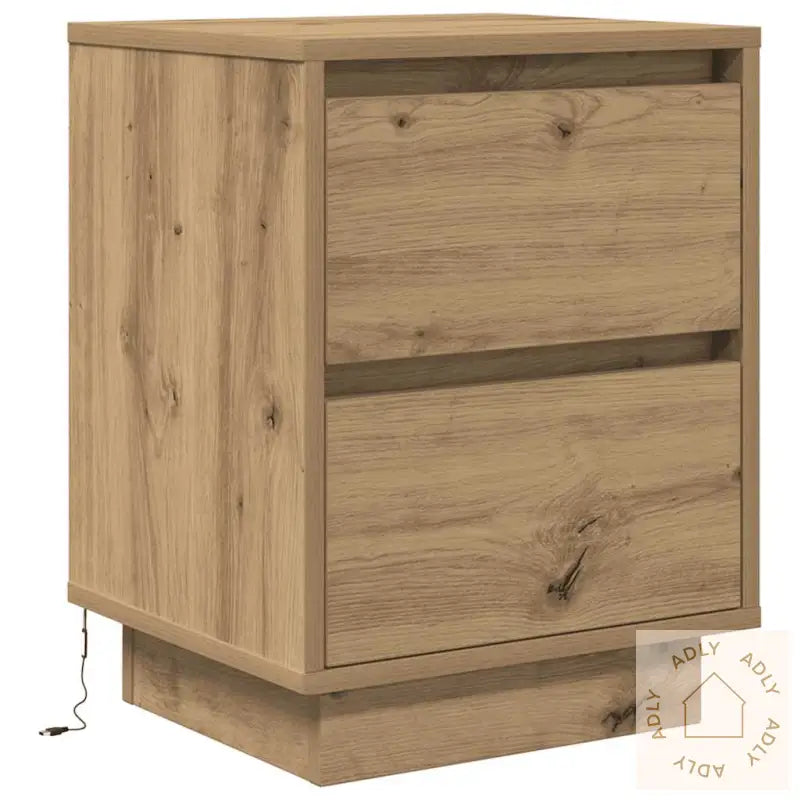 Nattbord Med Led 2 Stk Artisan Eik 38X34X50 Cm