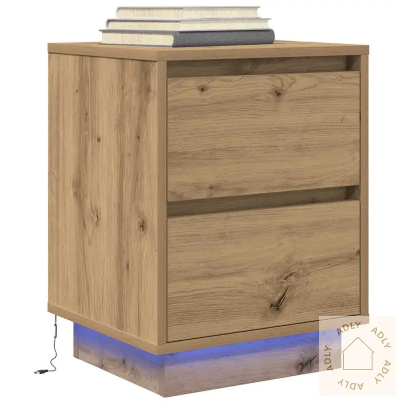 Nattbord Med Led 2 Stk Artisan Eik 38X34X50 Cm