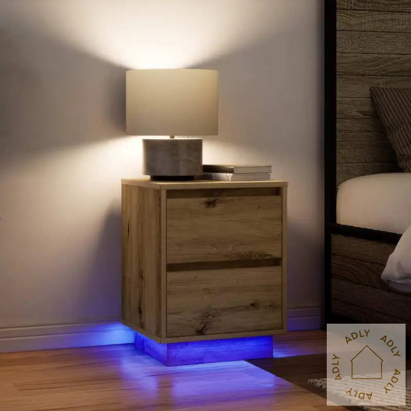 Nattbord Med Led 2 Stk Artisan Eik 38X34X50 Cm