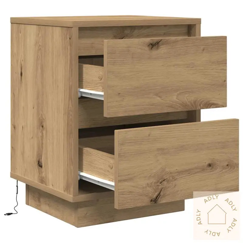 Nattbord Med Led 2 Stk Artisan Eik 38X34X50 Cm