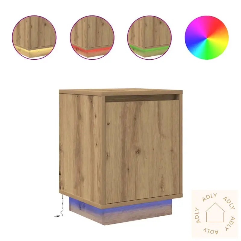 Nattbord Med Led 2 Stk Artisan Eik 38X34X50 Cm
