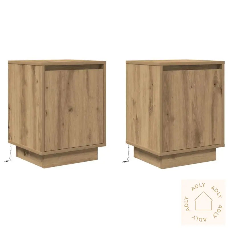 Nattbord Med Led 2 Stk Artisan Eik 38X34X50 Cm