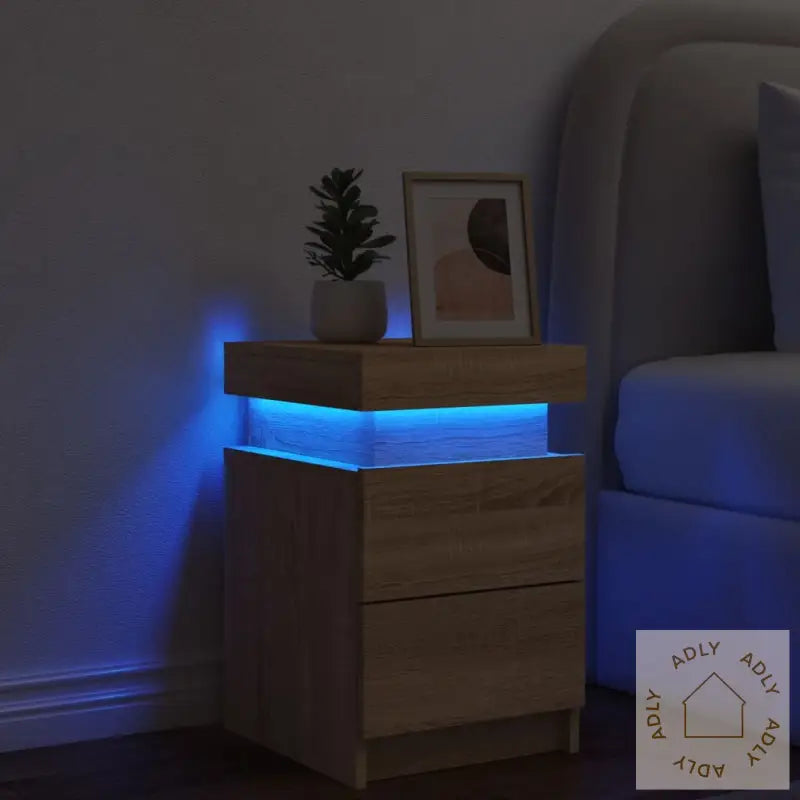 Nattbord Med Led Sonoma Eik 35X39X55 Cm