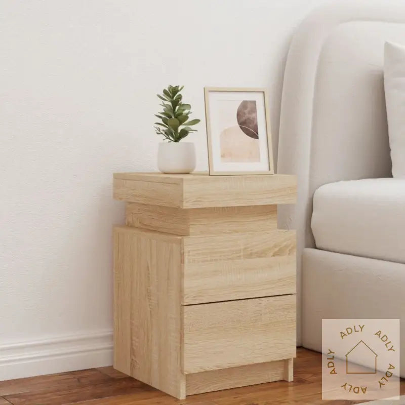 Nattbord Med Led Sonoma Eik 35X39X55 Cm