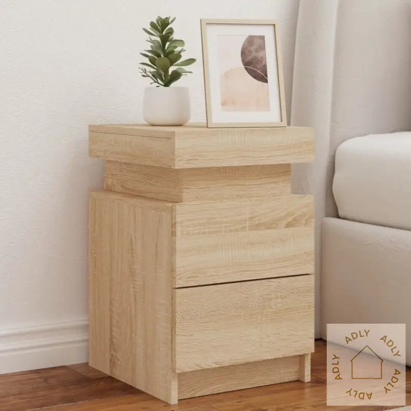 Nattbord Med Led Sonoma Eik 35X39X55 Cm