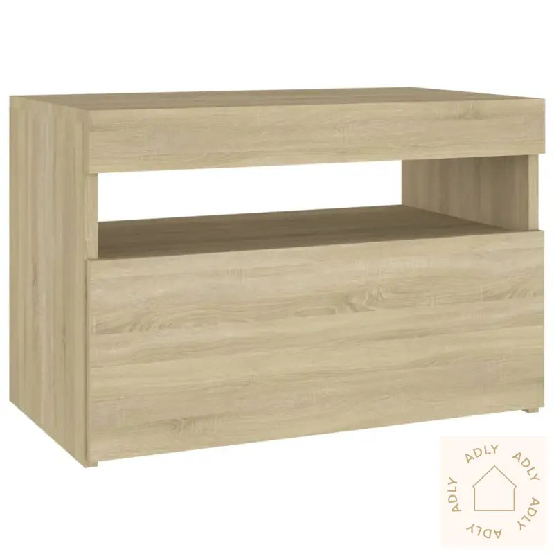 Nattbord & Led-Lys 2 Stk Sonoma Eik 60X35X40 Cm