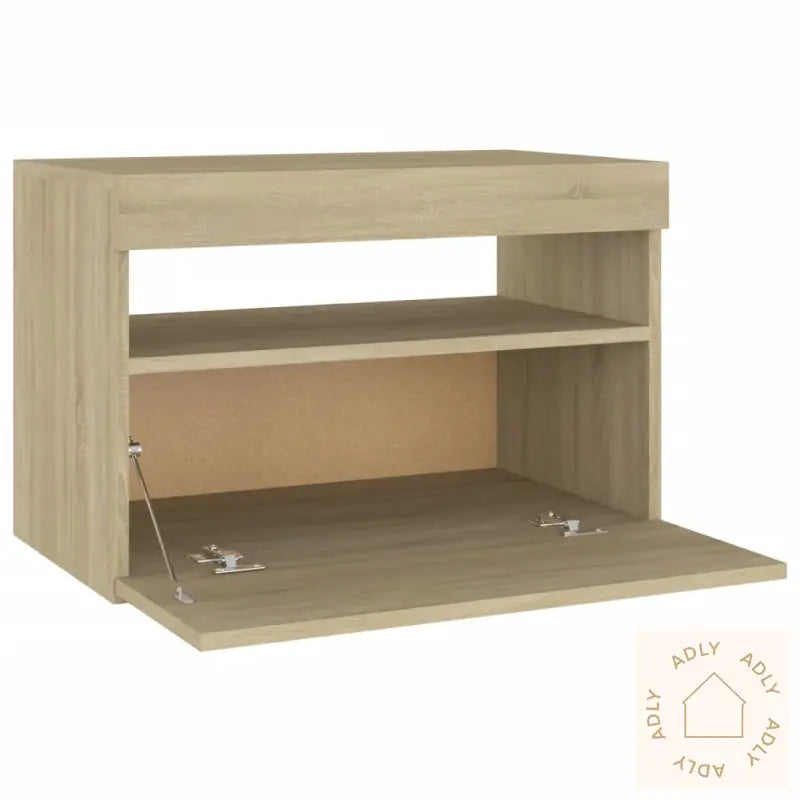 Nattbord & Led-Lys 2 Stk Sonoma Eik 60X35X40 Cm